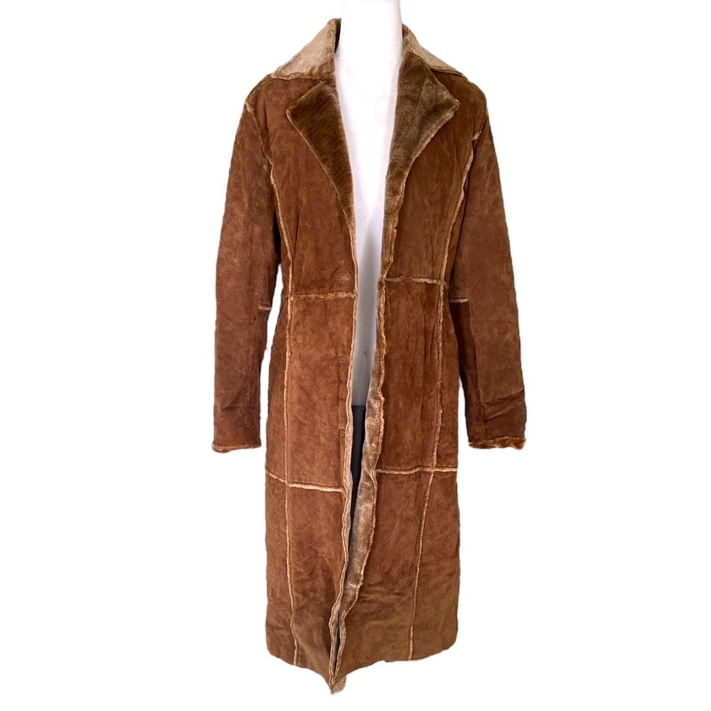 bagatelle Brown Shearling Long Pea Coat